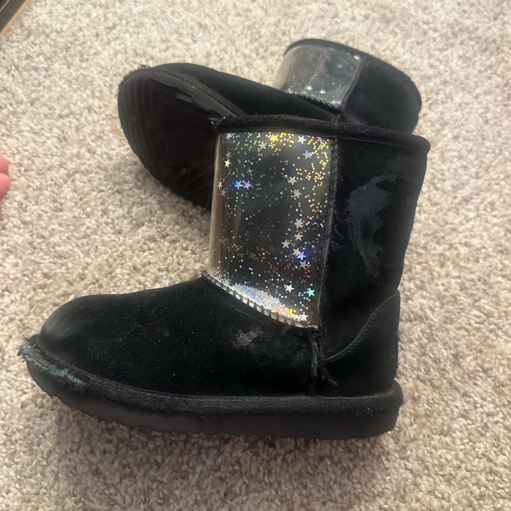 Black Glitter Star Boots